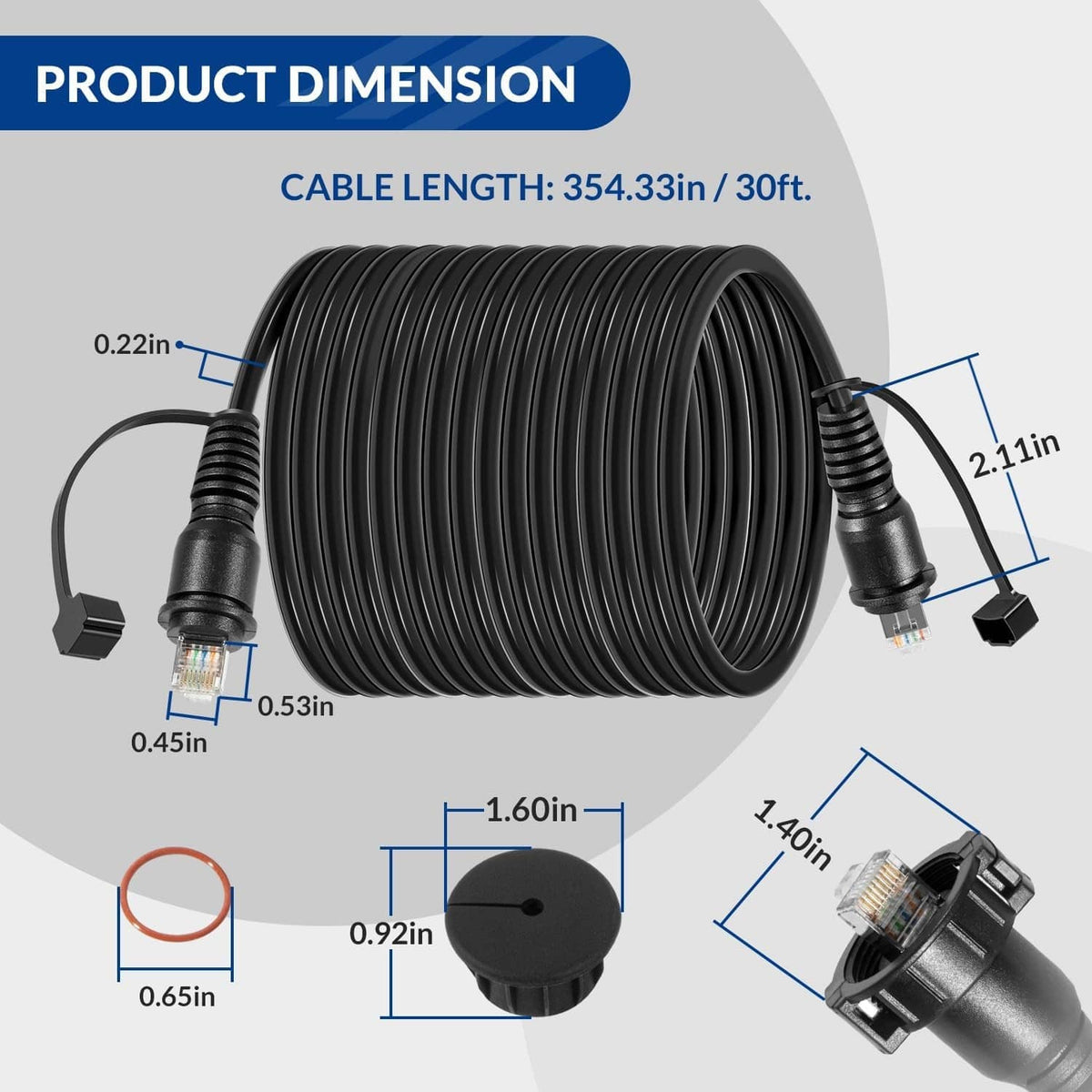 Solidspare 30FT Marine Network Cable RJ45 Cord Replace for Garmin 010-10550-00 for Garmin