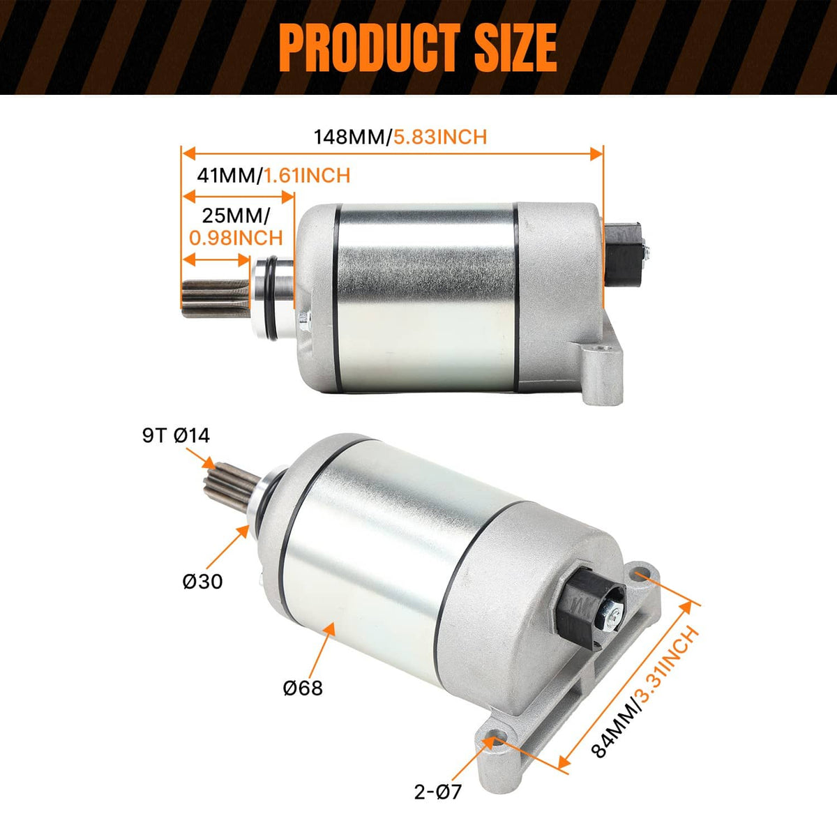 Solidspare Starter Motor Assembly For Yamaha Grizzly 700 2009-2024 & Grizzly 550 2009-2015