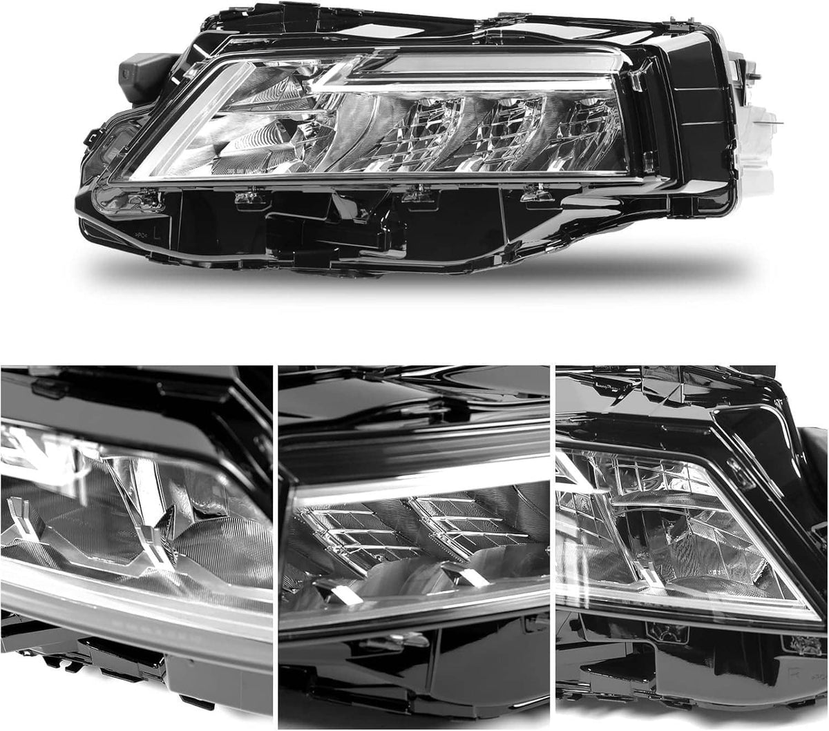 Solidspare New For 2021-2023 Nissan Rogue Chrome LED Headlights Headlamps Pair Left+Right