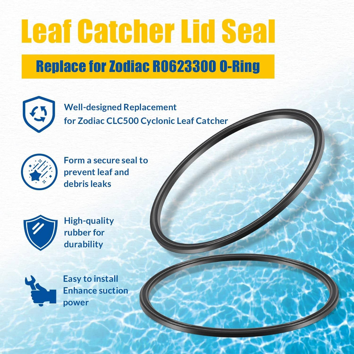 Solidspare R0623300 O-Ring Seal for Zodiac CLC500 Cyclonic Leaf Catcher, Black (2-Pack)