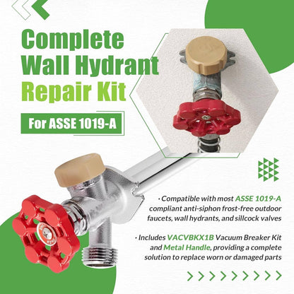 Solidspare for ASSE 1019-A Outdoor Faucet Repair Kit w/VACVBKX1B Vacuum Breaker kit, 2 Pack