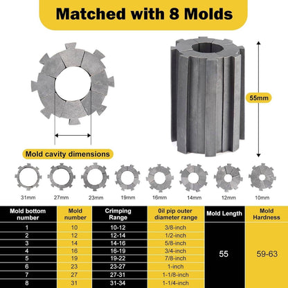 Solidspare New 5600KN Hydraulic Hose Crimper Pipe Clamping Machine w/ 8 Sets Dies 10mm-30mm