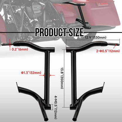 Solidspare Motorcycle Rear Saddlebag Guards Crash Bars For 14-24 Harley Electra Glide FLHT