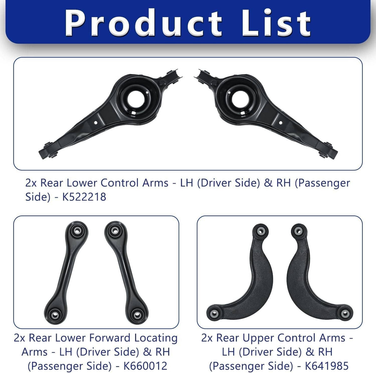 Solidspare 6Pcs New For 2007-2013 Mazda 3 Rear Upper Lower Suspension Control Arms Kit
