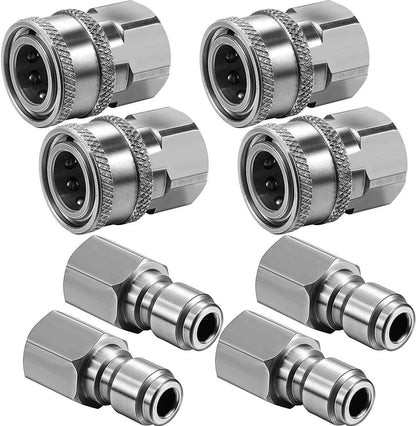 Solidspare 8Pcs NPT 3/8 Inch Stainless Steel Male and Female Quick Connector Kit Pressure