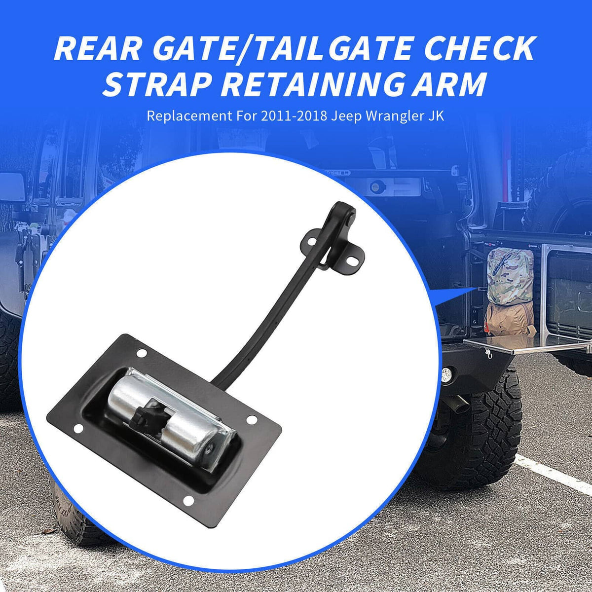 Solidspare Rear Door Gate/Tailgate Check Strap Retaining Arm For Jeep Wrangler JK 2011-2019