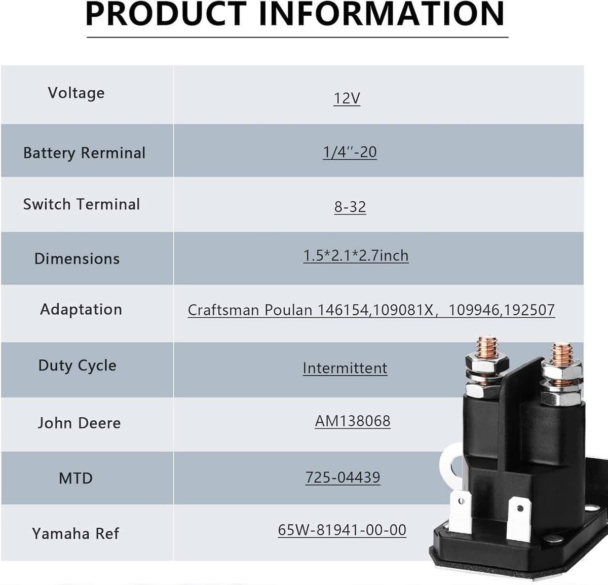 Solidspare Starter Relay Solenoid For MTD Cub Cadet 725-04439B 725-04439A 725-04439 435151