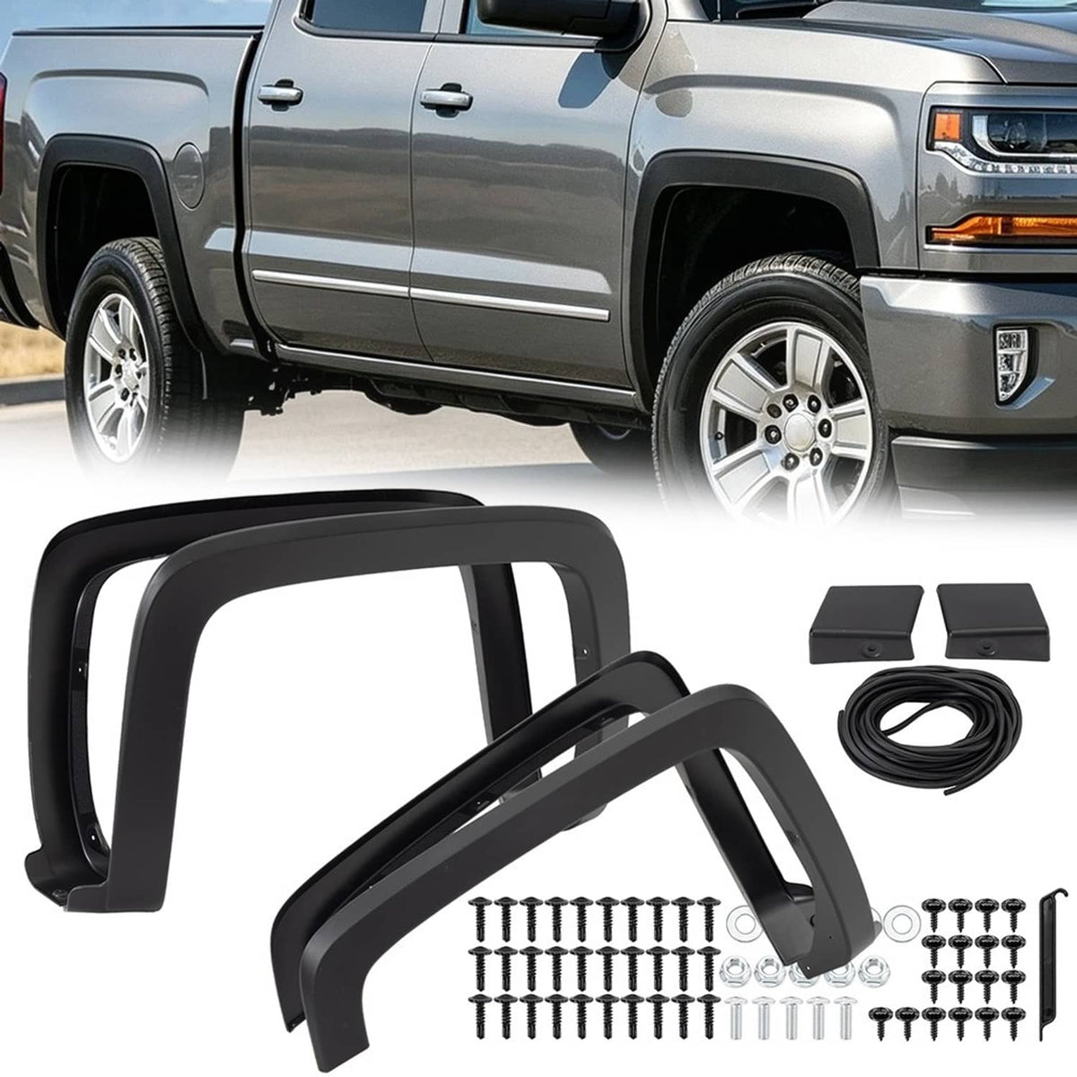 Solidspare Front & Rear Fender Flares Fit for Chevrolet Silverado 1500 2014-2018 Left Right