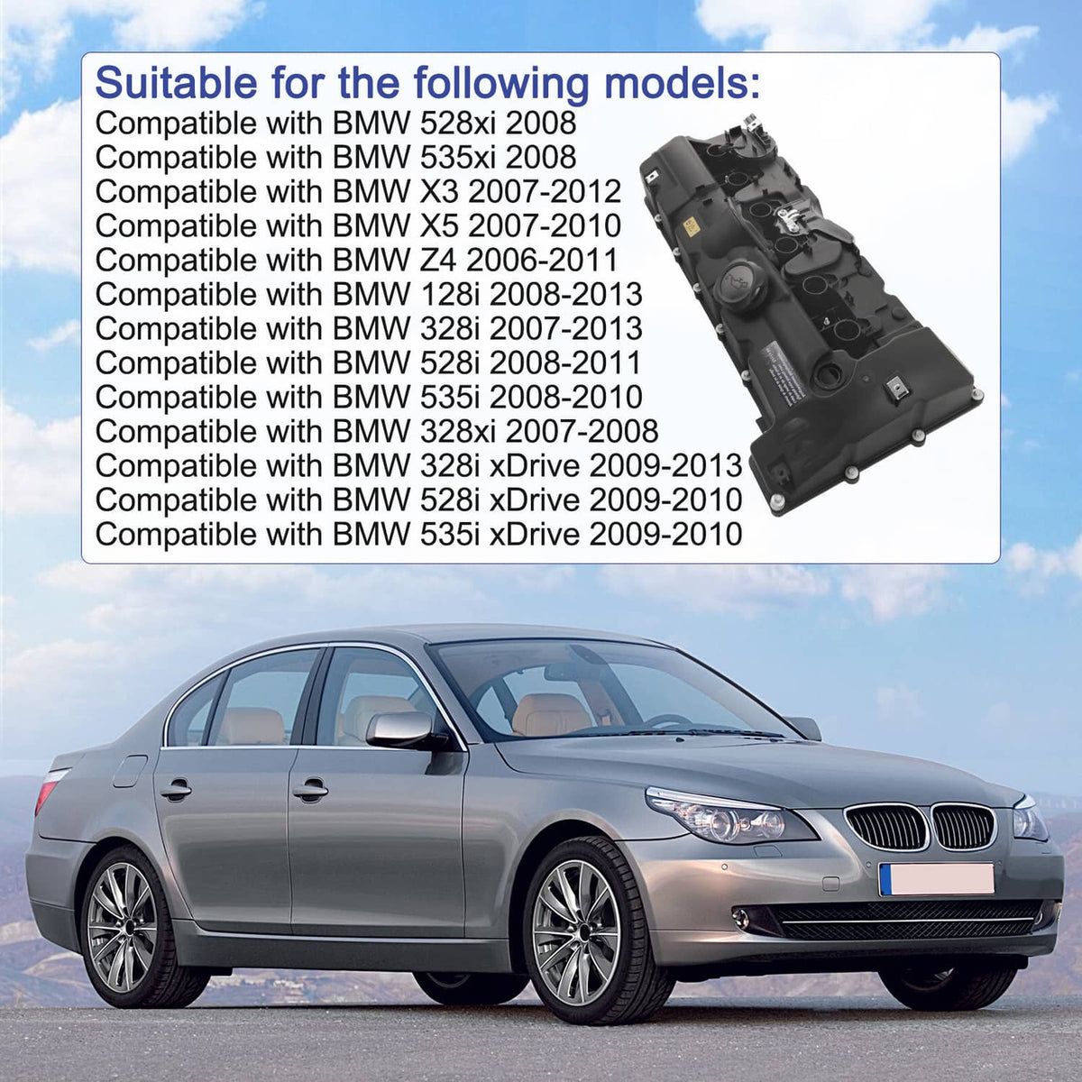 Solidspare Valve Cover w/ Gasket & Bolts For BMW E70 E82 E90 X5 128i 328i 528i 11127552281