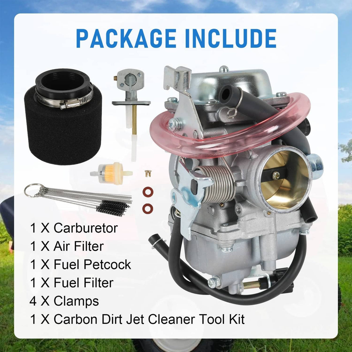 Solidspare Carburetor & Fuel Petcock Switch Fit Kawasaki KLF300 BAYOU 300 Carb 1986-05
