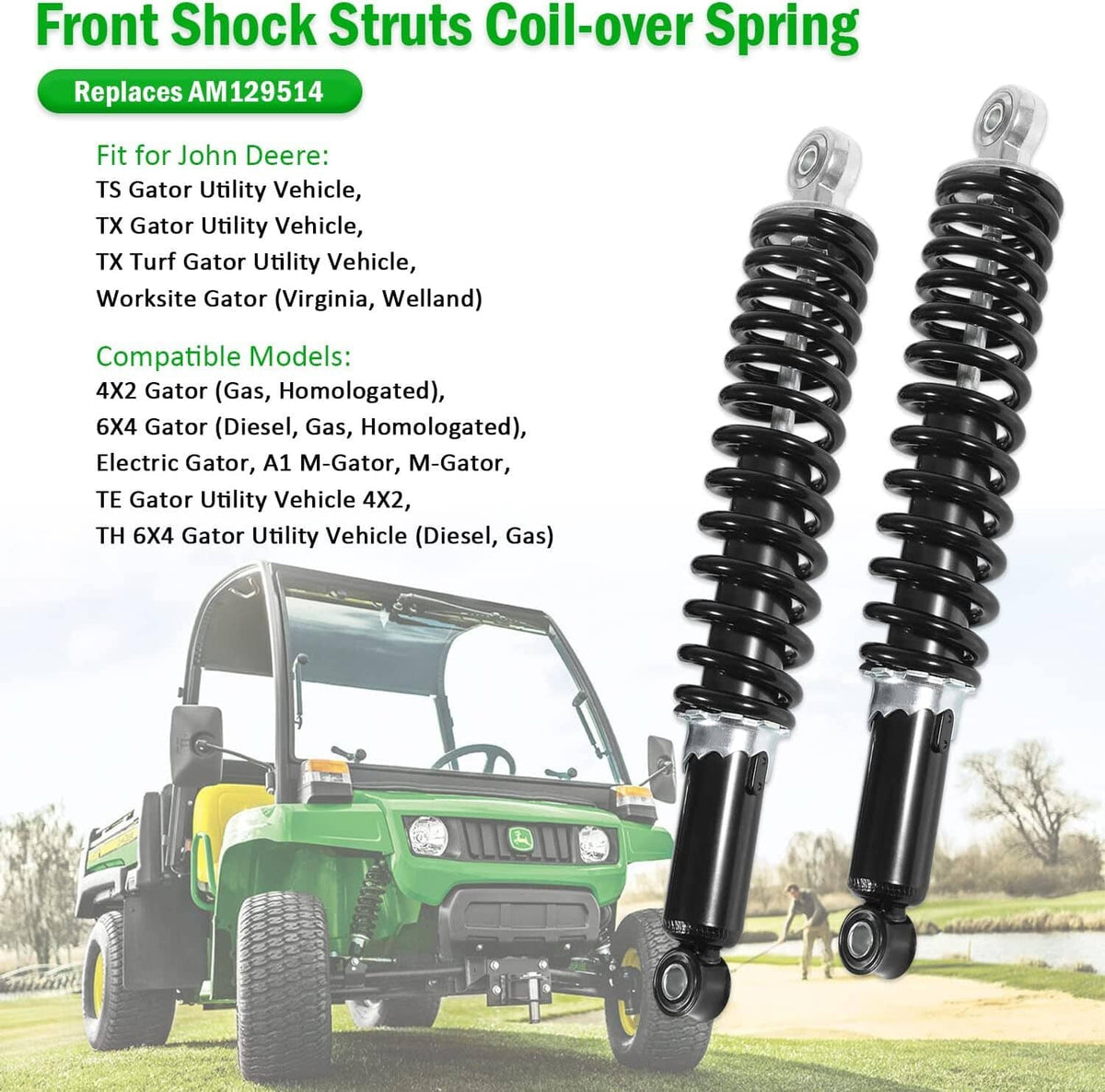 Solid Spare 2* AM129514 Front Left & Right Shocks Absorber for John Deere Gator TE TH TS TX