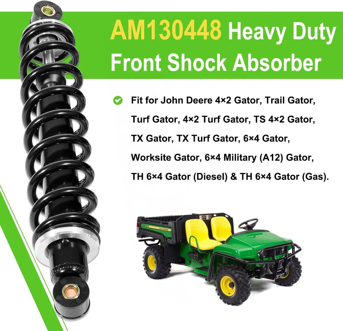 Solidspare Front Suspension Heavy Duty Shock Absorber Kit For John Deere AM130448 Gator TX