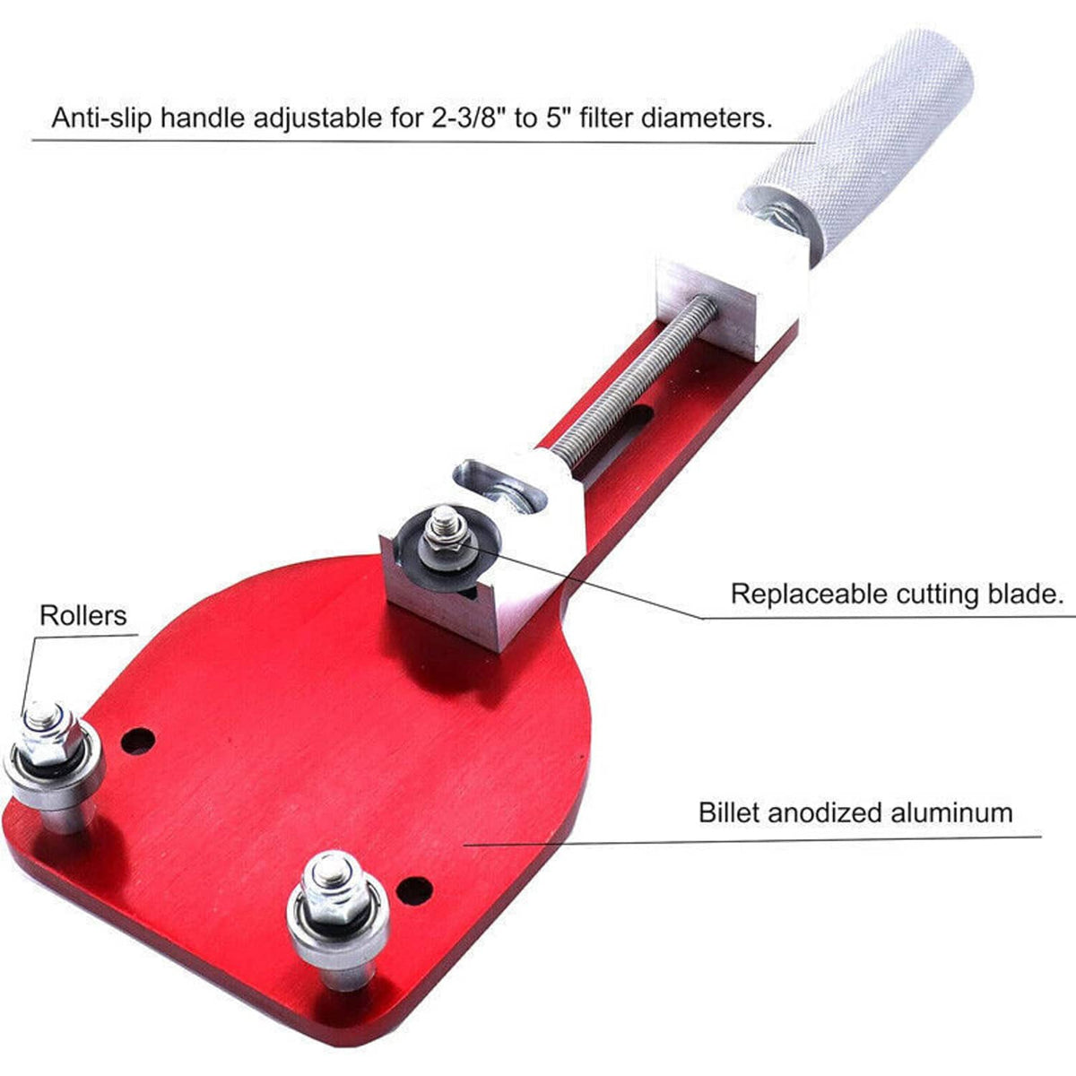 Solidspare New 77750 Red Oil Filter Cutter Tool for Filter Cutting Range From 2-3/8 to 5"