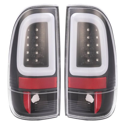 Solid Spare Black For 1997-2003 Ford F150 99-07 F250 F350 SD LED Tube Tail Lights Brake Lamp