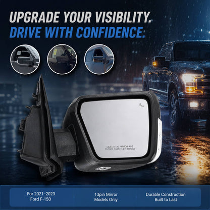 Solidspare Passenger/Right Side Mirror Power Heated Blind Spot For 2021-2023 Ford F150