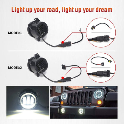 Solidspare 7" LED Headlights Fog Lights Turn Tail Lamp Combo For 07-18 Jeep Wrangler JK