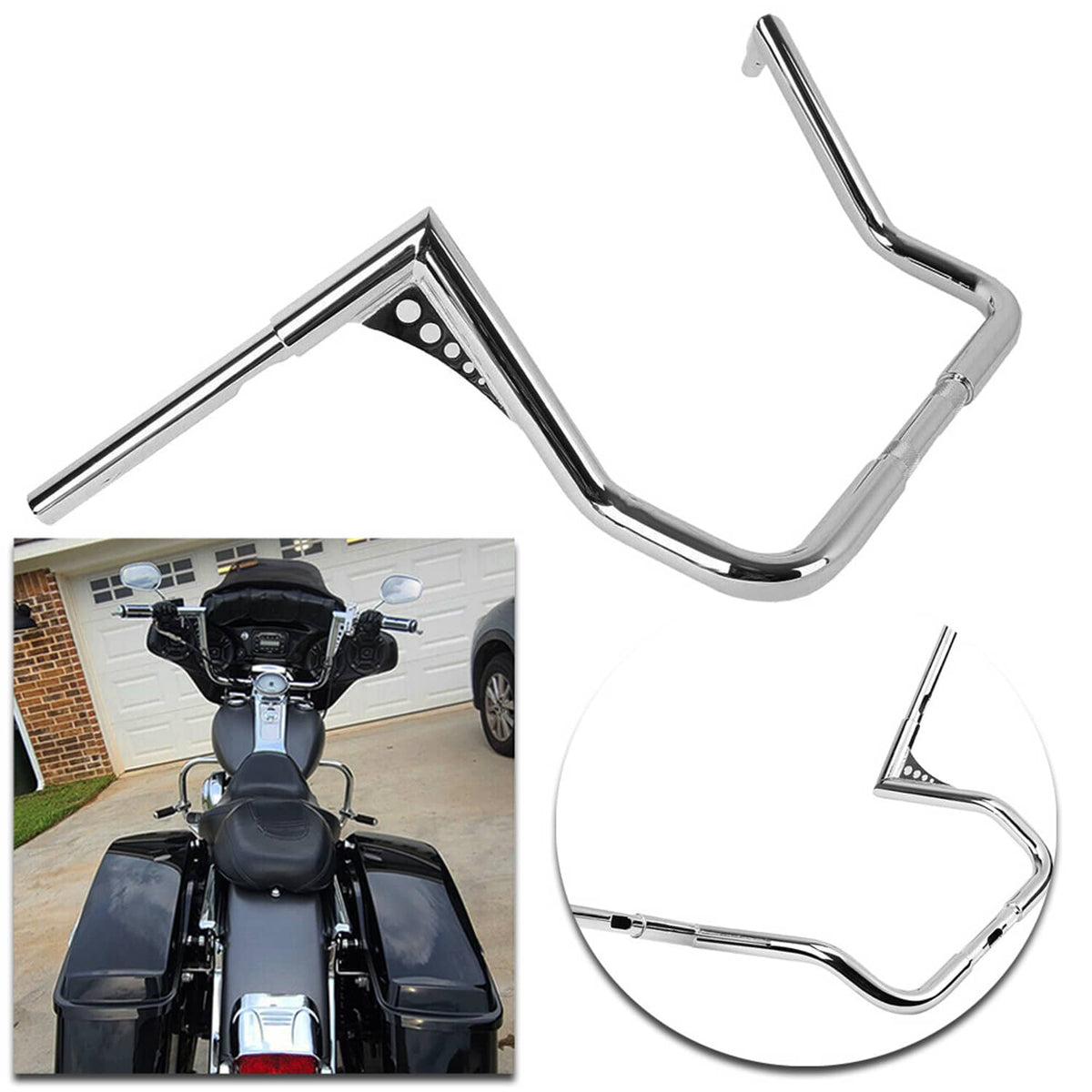 Solidspare 12" Ape Hangers Bars 1-1/4" Handlebar For Harley Electra Glide Ultra Classic FL