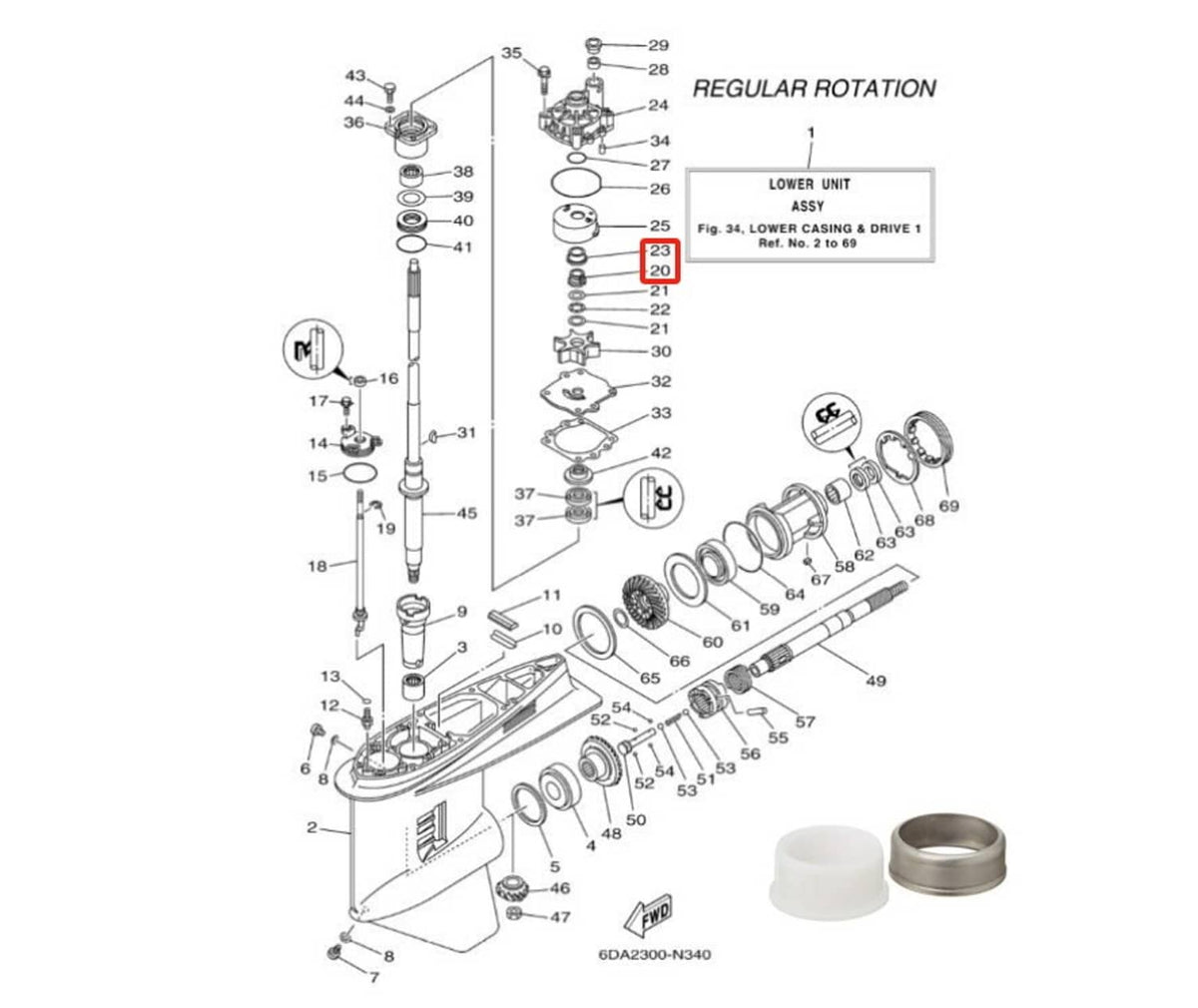Solid Spare New For Yamaha Drive Shaft Collar and Spacer Set 61A-45527-00 / 61A-45538-00