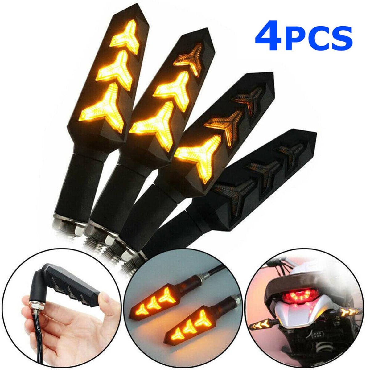 Solidspare 4pcs Universal Motorcycle Bike LED Amber Turn Signal Blinker light Indicators