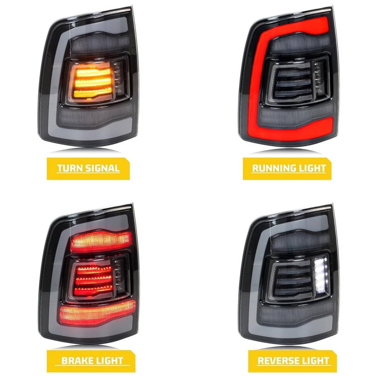 Solidspare Pair LED Tail Light for 2009-2018 Dodge Ram 1500 2500 3500 Rear Light Clear Lens