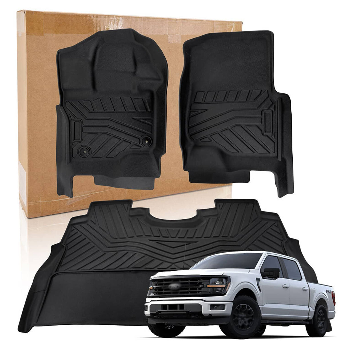 Solidspare Floor Mats for 2015-2026 Ford F-150 F150 Super Crew Cab All Weather TPE Liner