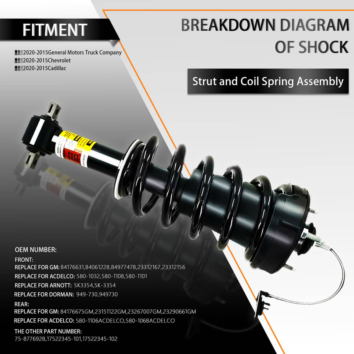 Solidspare 4x Front Rear Shock Strut Magnetic For GMC Yukon Denali Escalade Tahoe Suburban