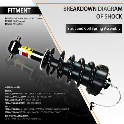 Solidspare 4x Front Rear Shock Strut Magnetic For GMC Yukon Denali Escalade Tahoe Suburban