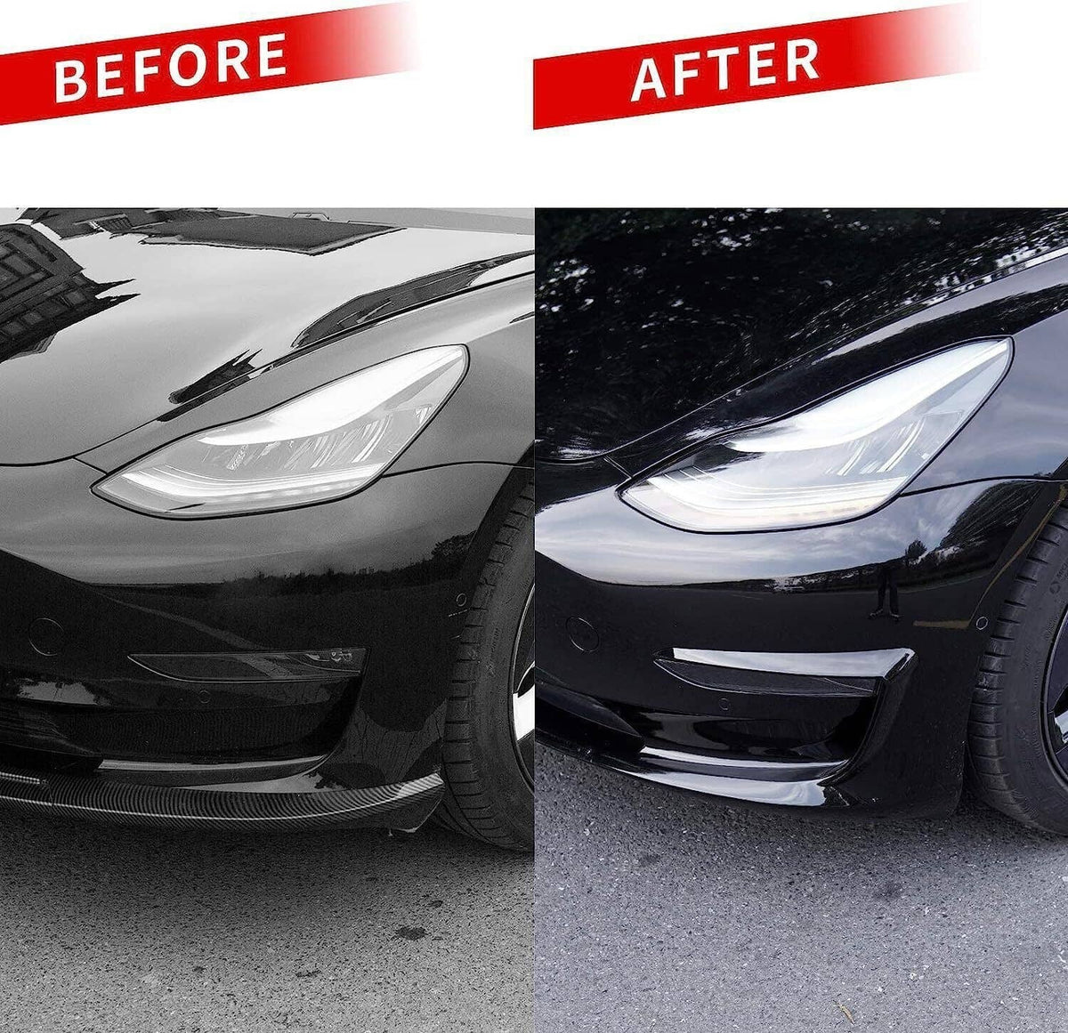 Solidspare Gloss Black Front Fog Light Eyebrow Cover Trim For Tesla Model 3 2017-2023 U8