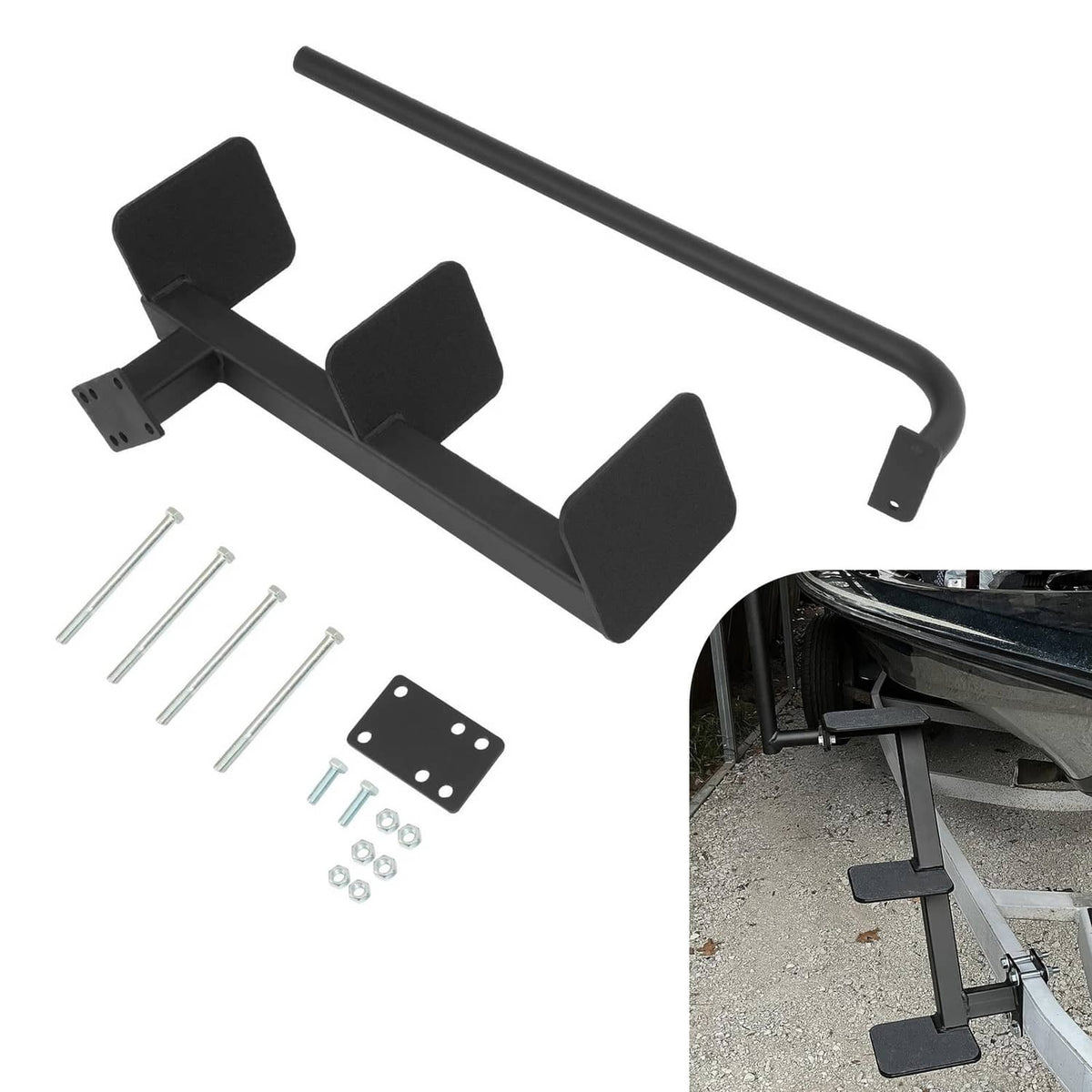 Solidspare Fits Universal Trailer Tongue 460 Lbs Boat Trailer Steps 3-Step Ladder W/Handle