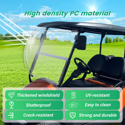 Solidspare Windshield For Club Car Precedent 2004 - Up Folding Clear Golf Cart Windscreen