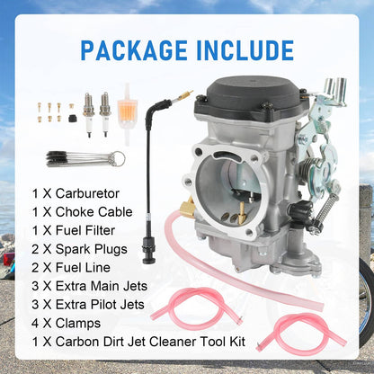 Solidspare Carburetor Carb Set for Harley Davidson Glide Sportster 40mm CV40 XL883 27490-04