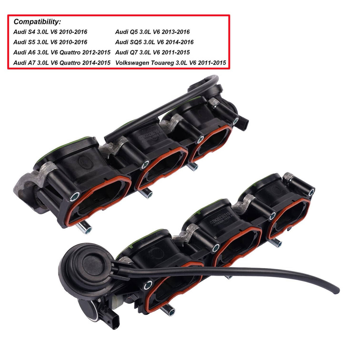 Solidspare Intake Manifold Pair L+R for Audi S4 S5 A6 A7 Q5 Q7 2010-2016 OE# 06E133109AF