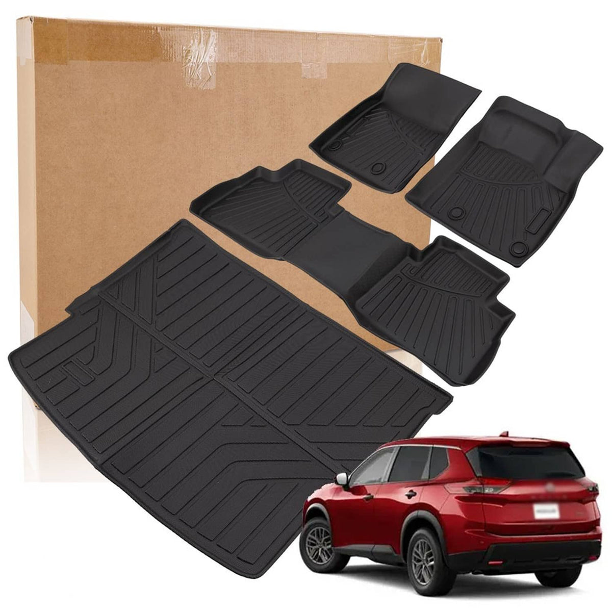 Solidspare Floor Mats Trunk Cargo Liner for 2021-2026 Nissan Rogue TPE All Weather Liners