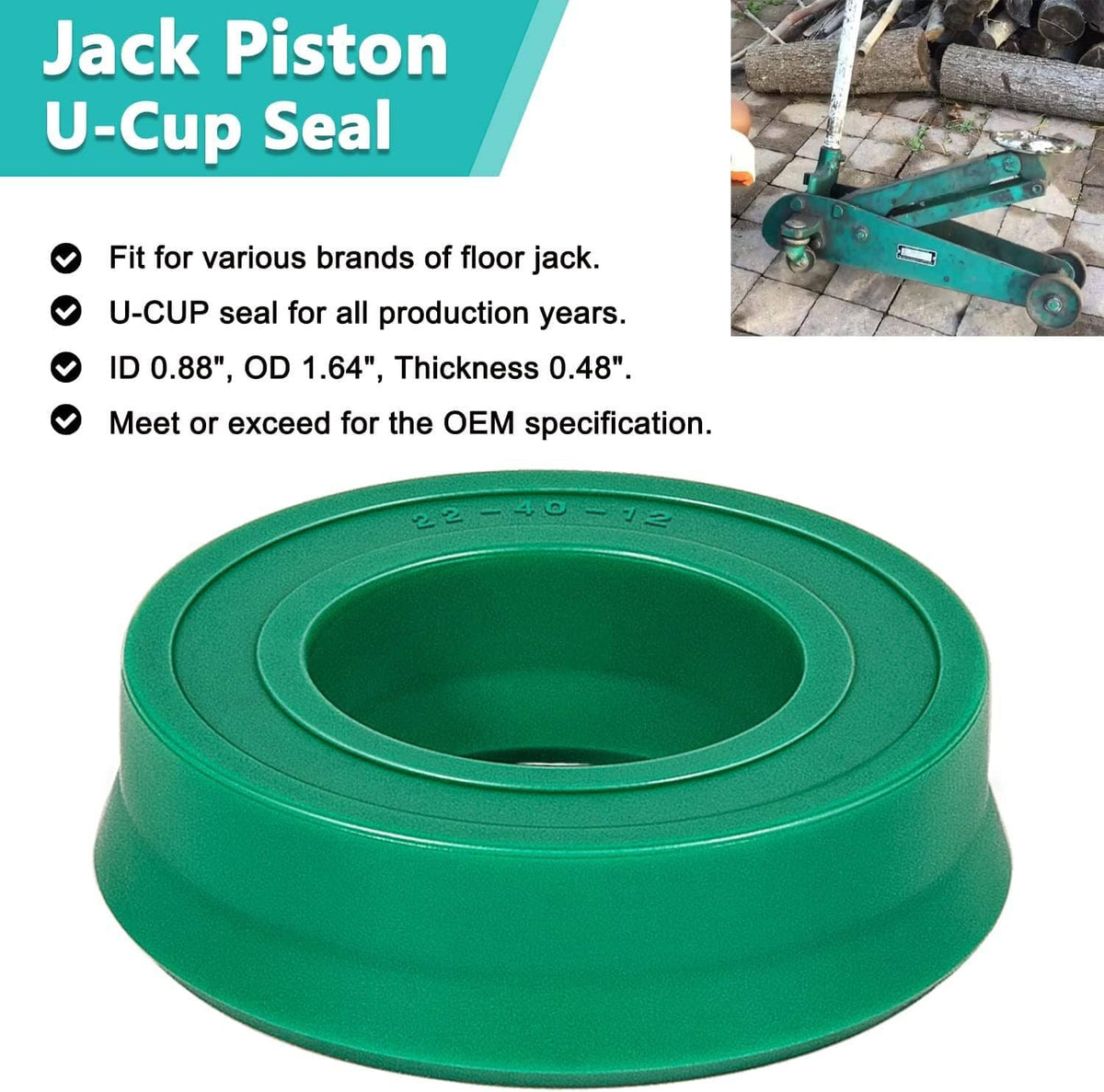 Solid Spare Hydraulic Jack Piston U-Cup Seal Replacement for 2 TON Floor Jack for 328 Series