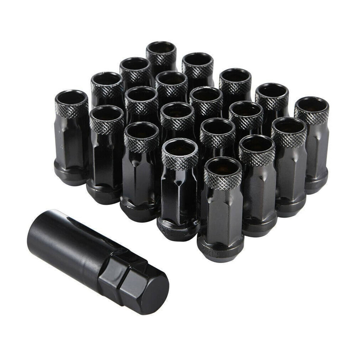 Solidspare 20Pcs M12x1.5mm Extended Steel Open Ended wheel Lug Nuts For Toyota Honda Black