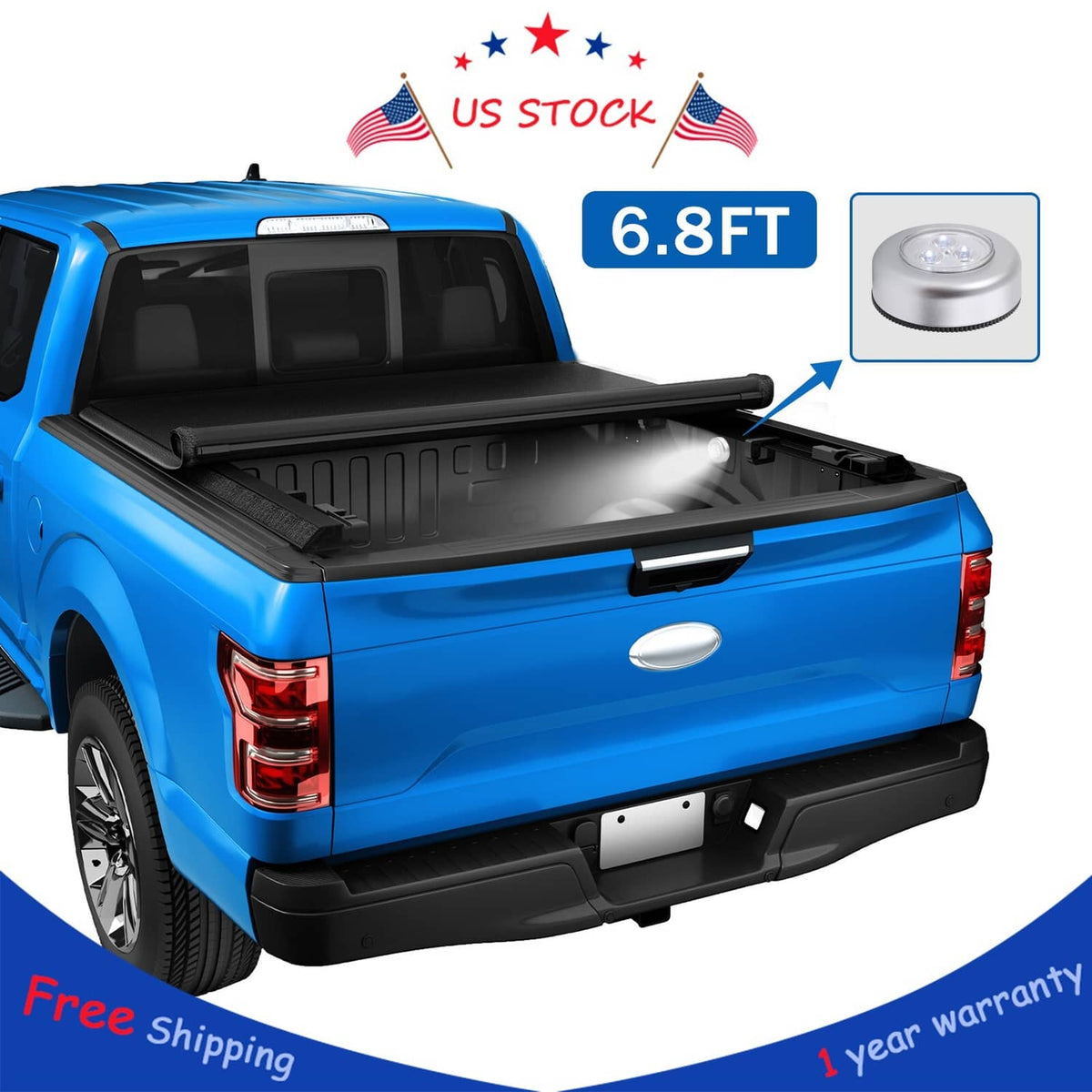 Solidspare Soft Roll-Up Tonneau Cover For 1999-2023 Ford F250 F350 Super Duty 6.8ft Bed