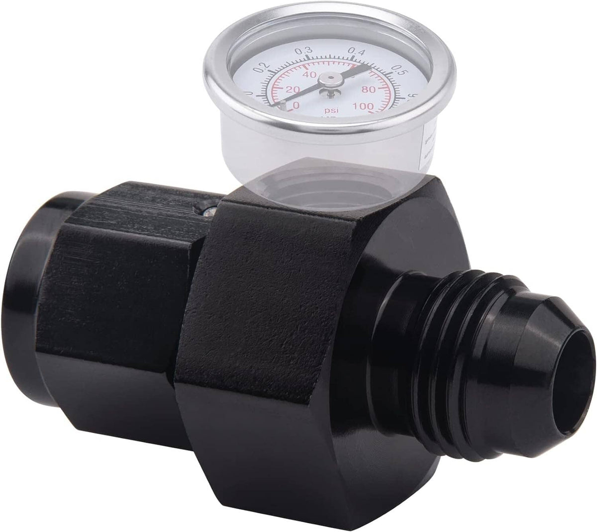 Solid Spare 6AN Male to 6AN Female Fitting With 1/8NPT Gauge Port Hose Adapter Fuel Pressure