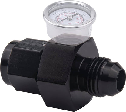 Solid Spare 6AN Male to 6AN Female Fitting With 1/8NPT Gauge Port Hose Adapter Fuel Pressure