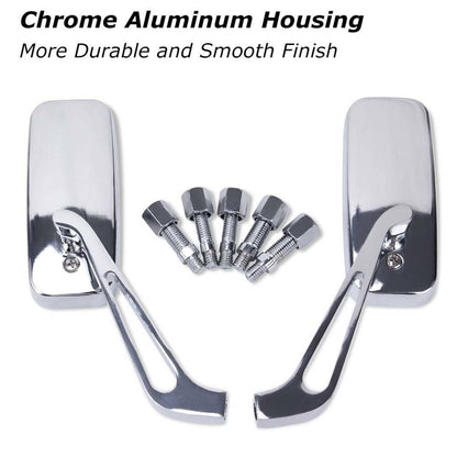 Solidspare 8mm/10mm Motorcycle Rearview Side Rectangle Mirrors For Honda Yamaha Kawasaki