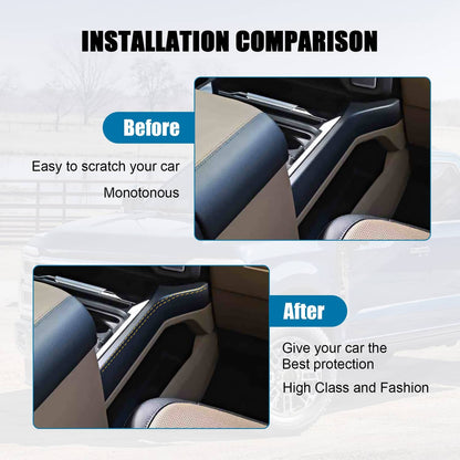Solidspare Center Console Padded Black Leather Trim For 2023-2024 Ford Super Duty Limited