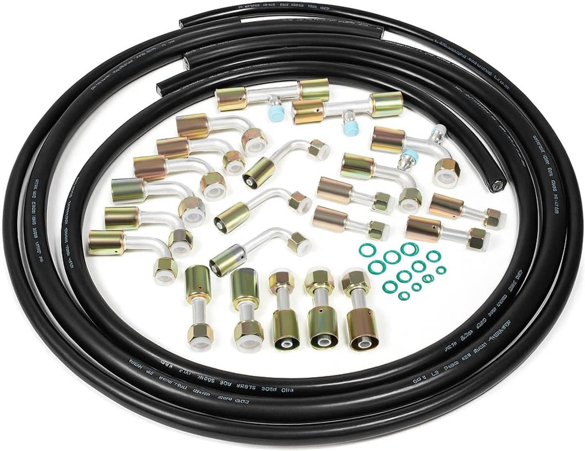 Solidspare Air Conditioning Hose & Fitting Kit Includes 6.5ft #6#8#10 AC Hoses and Fittings