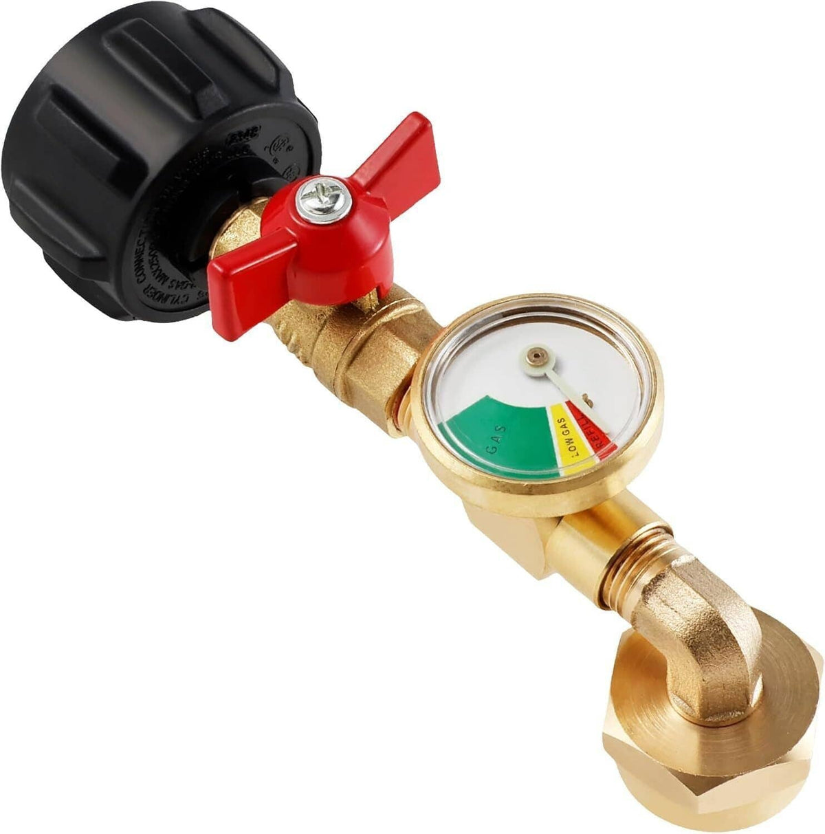 Solidspare 1lb to 20lb tank Propane Refill Elbow Adapter with Gauge + ON-Off Control Valve