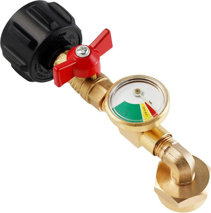 Solidspare 1lb to 20lb tank Propane Refill Elbow Adapter with Gauge + ON-Off Control Valve