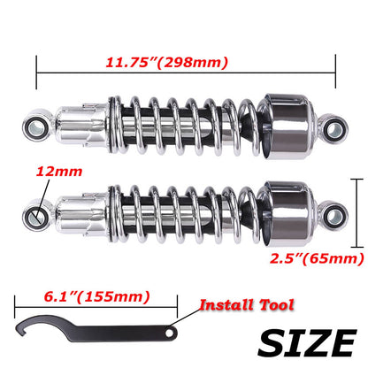 Solidspare Chrome 11.75" Rear Shocks For 1998-2019 Harley Road King Classic FLHRC Sportster