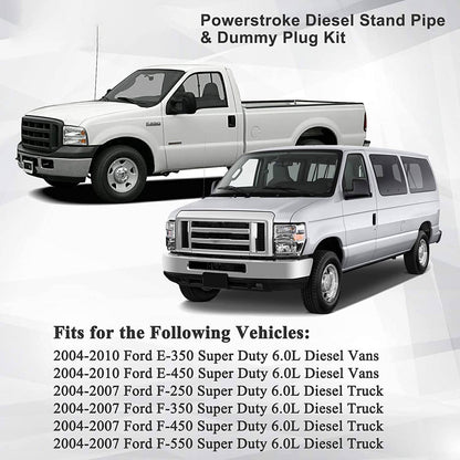 Solidspare 6E7Z9A332A Oil Fuel Updated Stand Pipe Dummy Plug Kit for Ford F250 6.0L Diesel