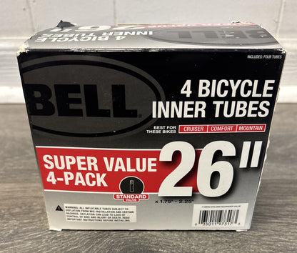 New BELL 26" Bicycle Inner Tube Fits Tire Widths x 1.75" - 2.25" 4-Pack
