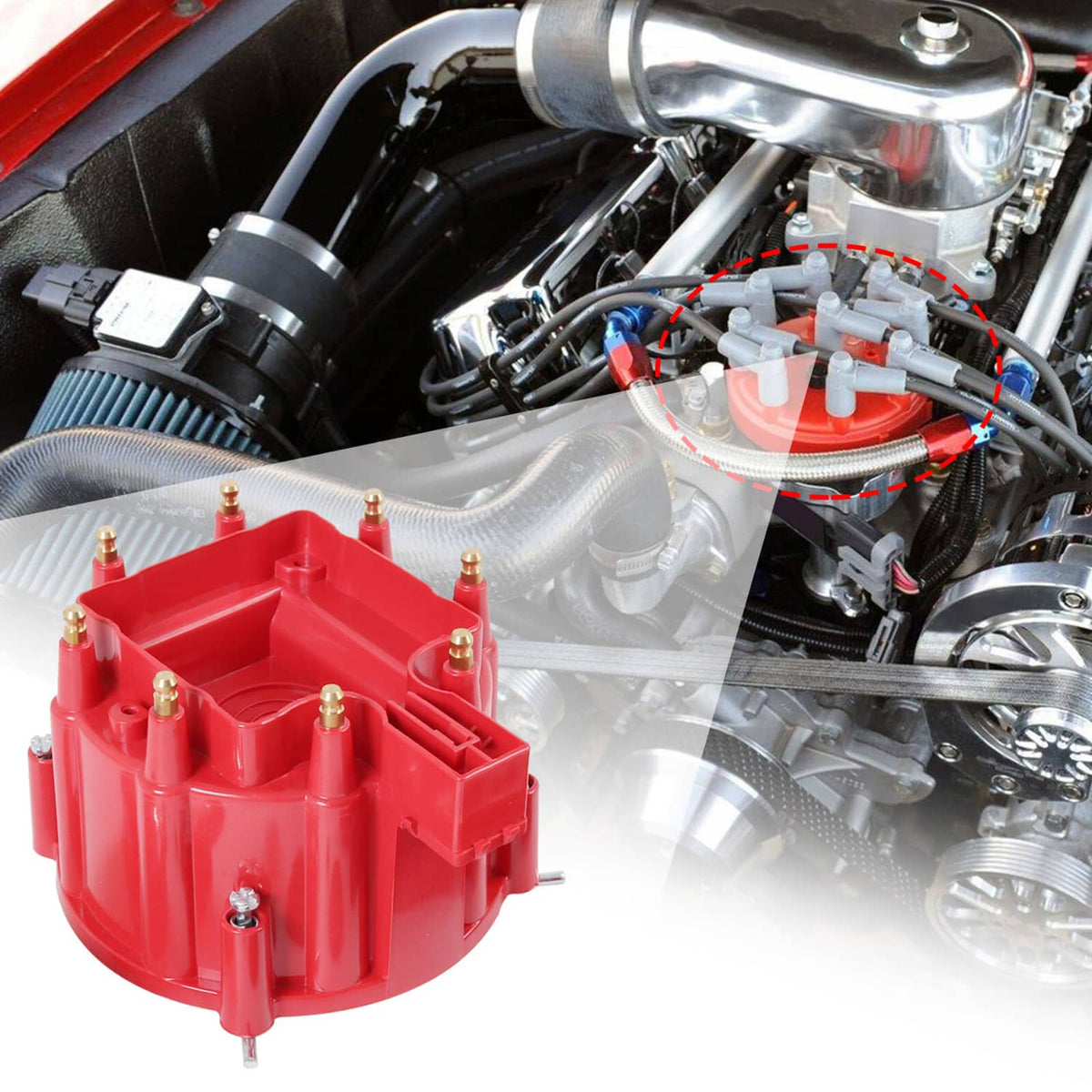 Solidspare Red HEI Large Distributor Cap Rotor Kit FOR CHEVY GM SBC BBC 305 327 350 396 454