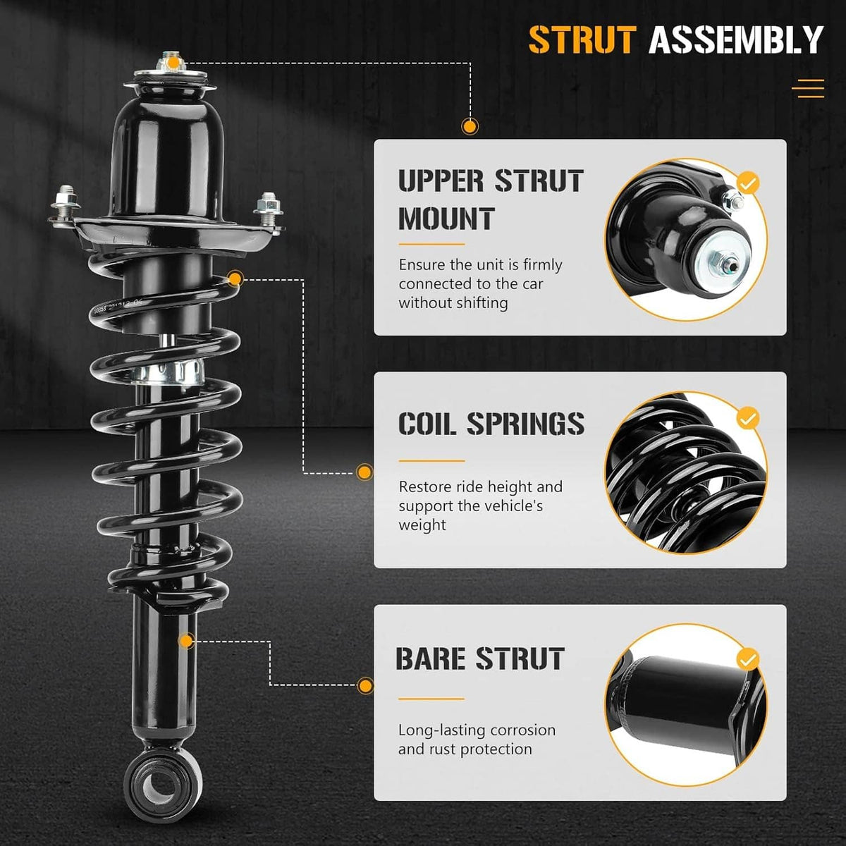 Solidspare 4Pcs New Front and Rear Struts for 2009-2013 Toyota Corolla 1.8L 572597 572598