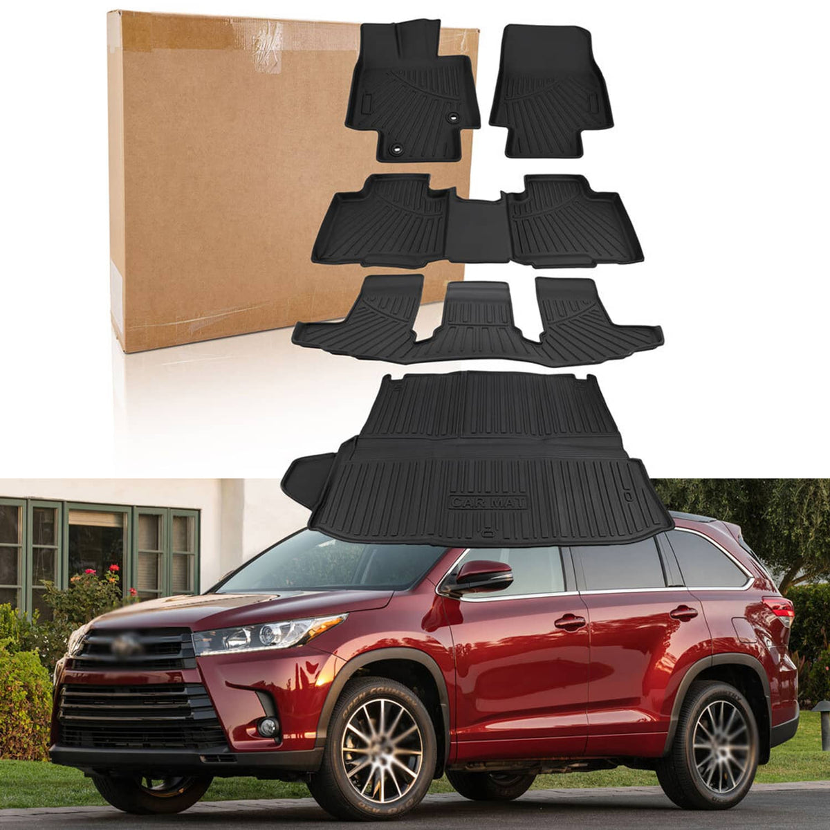 Solidspare For Toyota Highlander 2020-2025 Cargo Mats Floor Mats Backrest Mat Trunk Liners