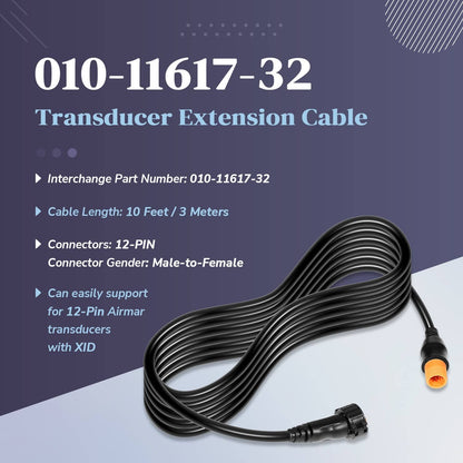 Solidspare Replace for Garmin 010-11617-32 Transducer Extension Cable 12-Pin 10ft. with XID